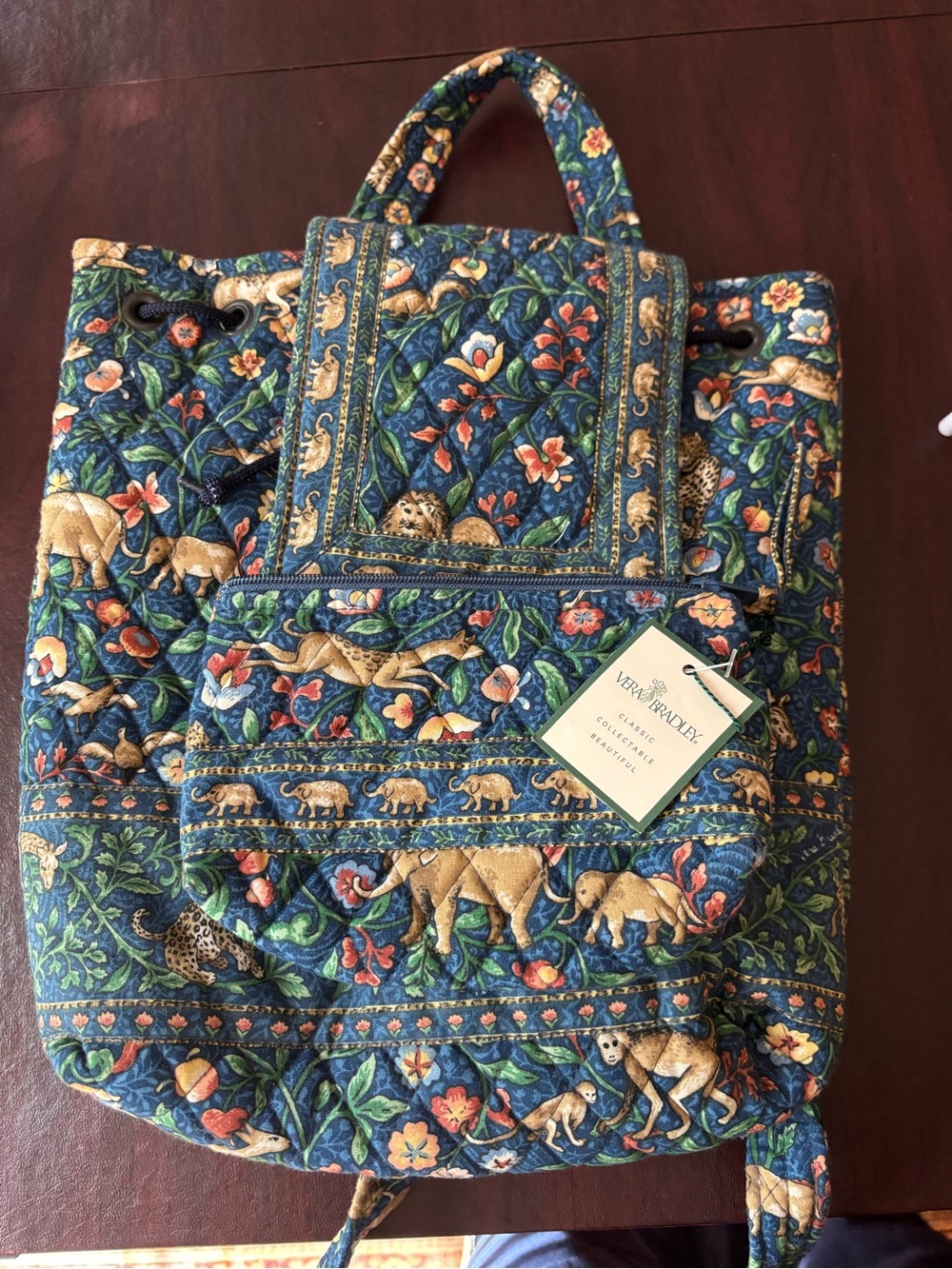 Vera Bradley Safari Floral Blue Backpack & Matching Card Case Set - Picture 12 of 12